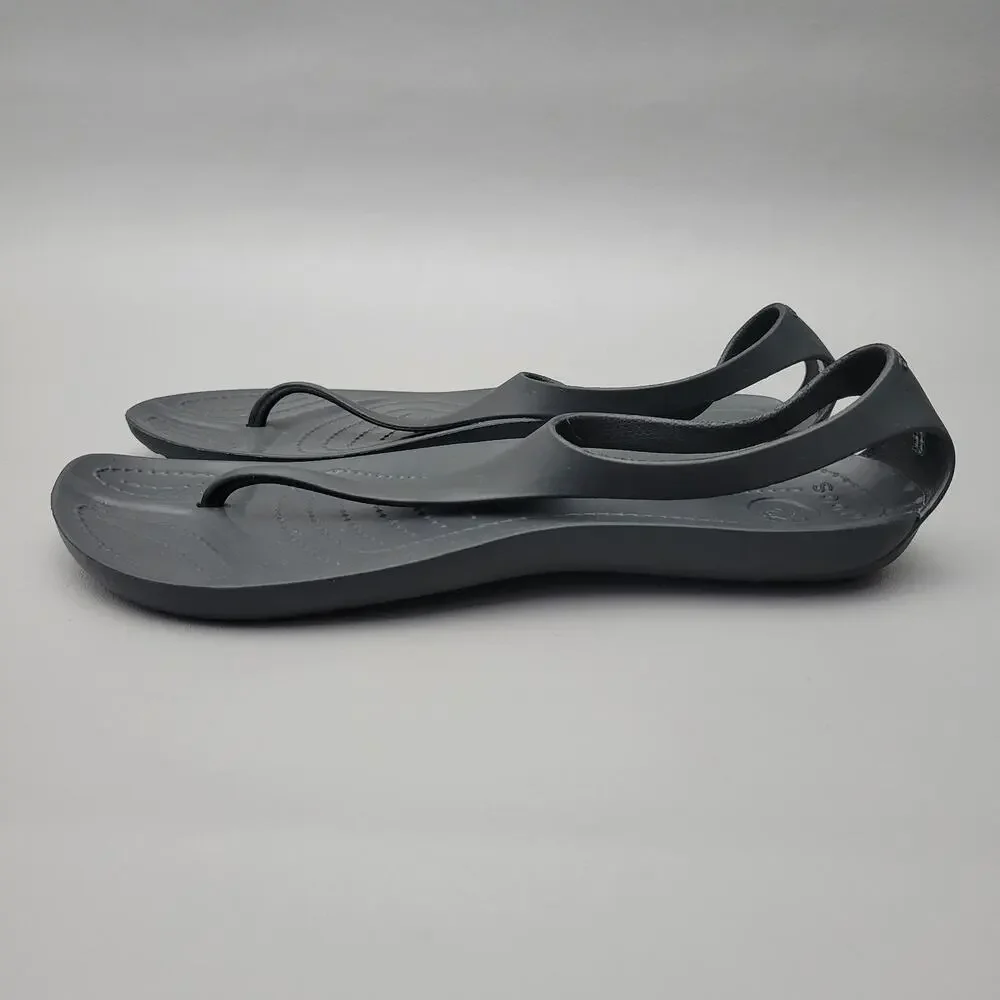 Crocs Womens Serena Sexy Flip Flop Sandal Size 9 Slingback Thong Black Shoe